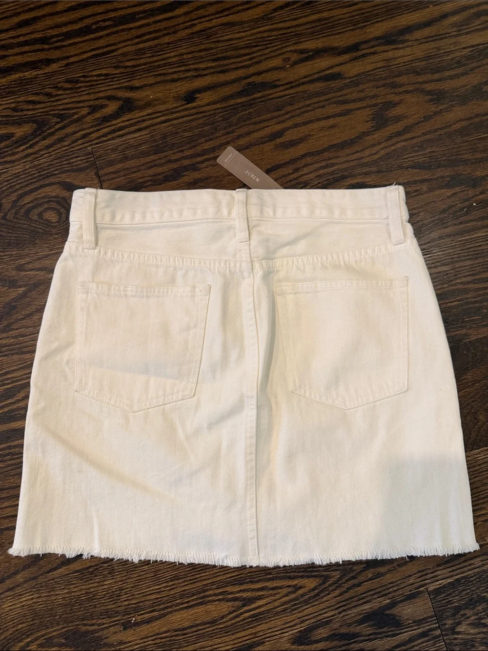 J. Crew White Denim Mini Skirt with Frayed Hem